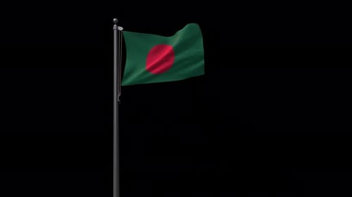 Realistic Bangladesh Flag Waving Animation on Pole