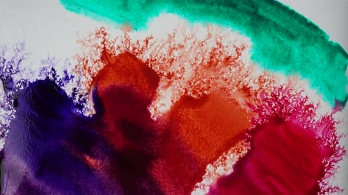 Watercolor Paints with Brush on White Canvas