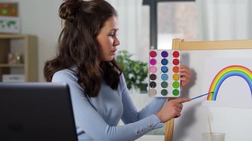 Woman Teaching an Online Art Lesson