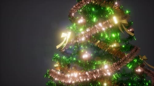 Festive Christmas Tree with Twinkling Lights and Ornaments Background Animation