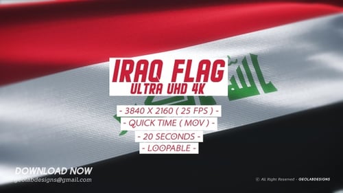 Realistic Waving Flag of Iraq