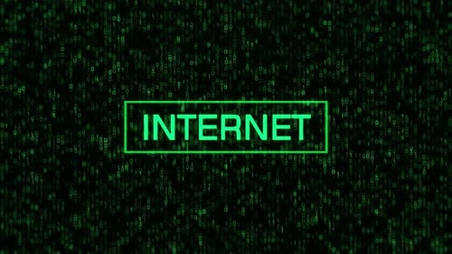 INTERNET Concept Over Computer Binary Background. INTERNET Text Over Binary Code