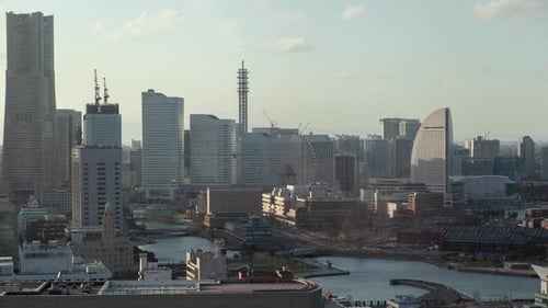Yokohama City Modern Skyscrapers on Day Timelapse
