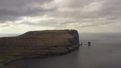 Aerial View of Dramatic Coastal Cliffs and Ocean
