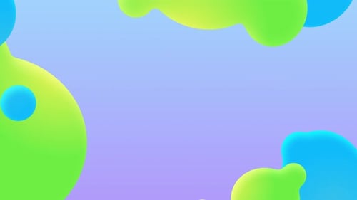 Abstract Fluid Green Blue Organic Metaballs Motion Background