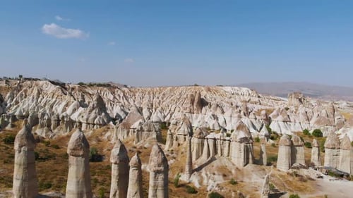 Cappadocia Aerial Drone View to Love Valley Goreme Turkey