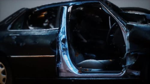 Old Rusted Crushed Car