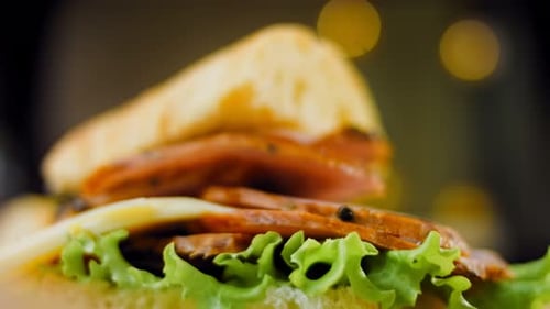 Close-Up of a Delicious Sandwich with Fresh Ingredients