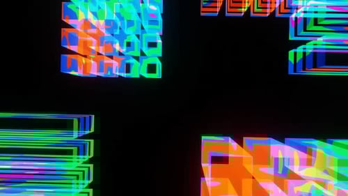Pulsating colorful bright cube. VJ Loop 02
