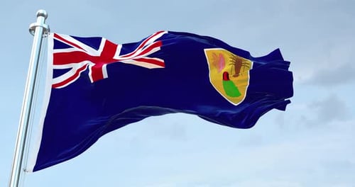 Realistic Waving Turks and Caicos Islands Flag