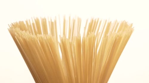 The Top of Pasta, on White, Rotation, Close Up