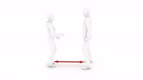 3D Animated Figures Demonstrating Social Distance Interaction
