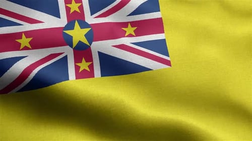 Waving Flag of Niue, Realistic Fabric Animation
