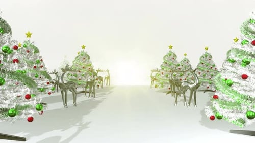 Animated Christmas Trees and Reindeer Festive Scene