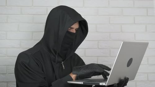 Adult in Hooded Sweatshirt Using Silver Laptop