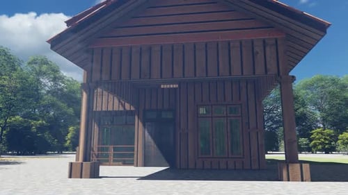 Modern 3D Wooden House Rotation Animation