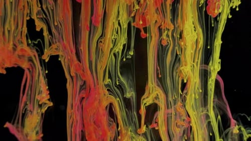 Colorful Ink Flowing on Black Background