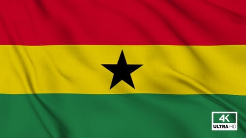 Waving Ghana Flag Realistic Animation