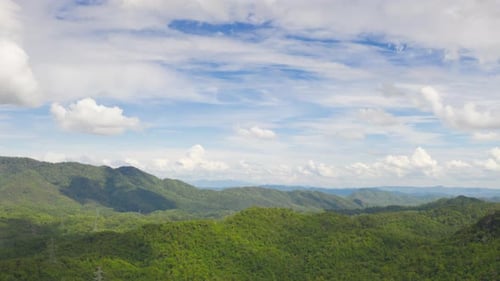 Lush Green Mountain Range Aerial View
