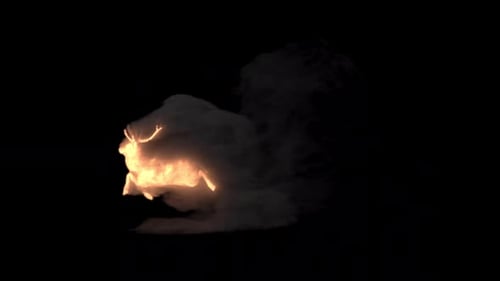 Flaming Deer Running with Smoke Trail Animation