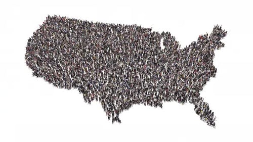 Animated Crowd Forms United States Map