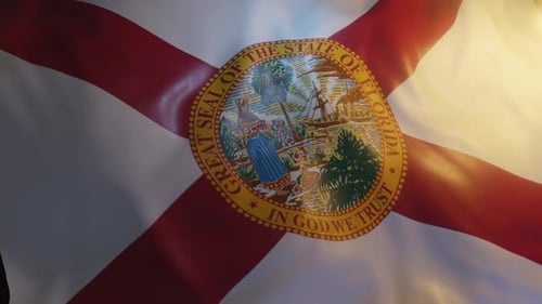 Realistic Waving Florida State Flag with Official Seal