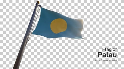 Realistic Palau National Flag Waving Seamless Loop
