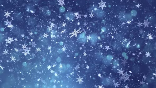 Elegant Blue Winter Snowfall Loopable Background