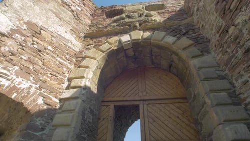 Tilt down of an old fortress gate
