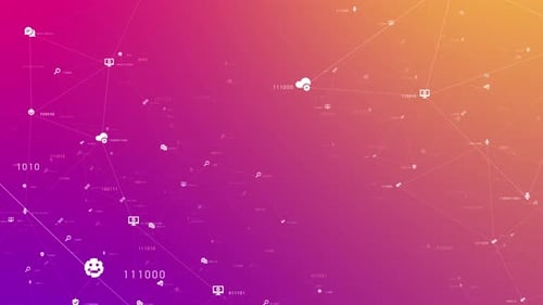 Digital Data Network Animation with Modern Technology Icons