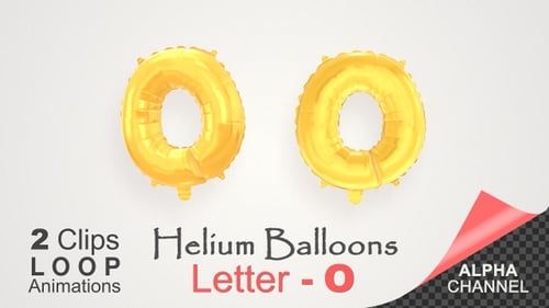 Golden Foil O Balloons Loop Animation with Alpha
