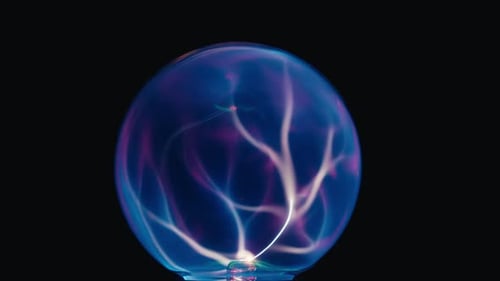 Close Up of Crackling Plasma Ball on Black