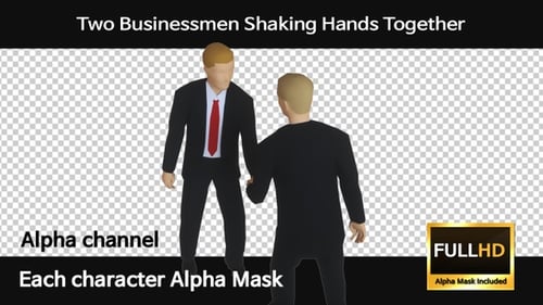 Animated Two Businessmen Shaking Hands Alpha Channel