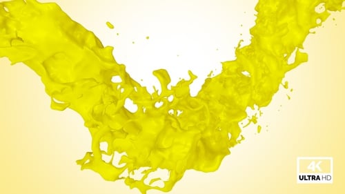 Dynamic Yellow Liquid Paint Splash Flow Transition