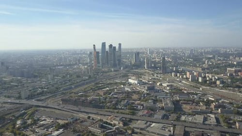 Moscow City Skyscrapers, Aerial View. Office Business Center of Moscow City