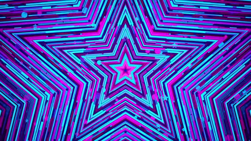Abstract Neon Stars Tunnel with Glowing Lines Background