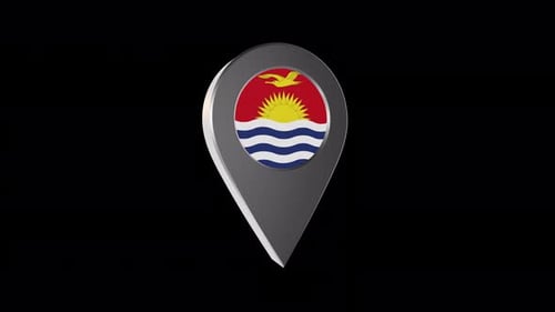 Animated Kiribati Flag 3D Location Pin for Maps
