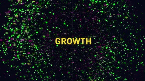 Dynamic Growth Text with Futuristic Digital Data Particles