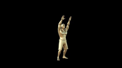 Gold 3D Human Figure Animation Raising Arms