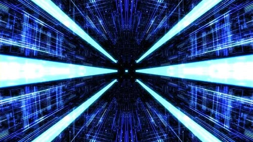 Abstract digital virtual city with technology and connection. 3D render 4K loop