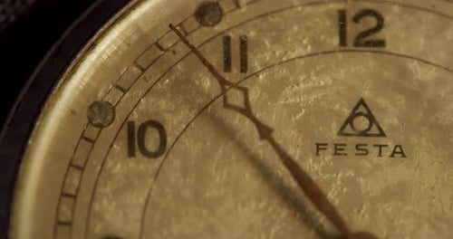 Vintage Clock Face Time Passing Close Up