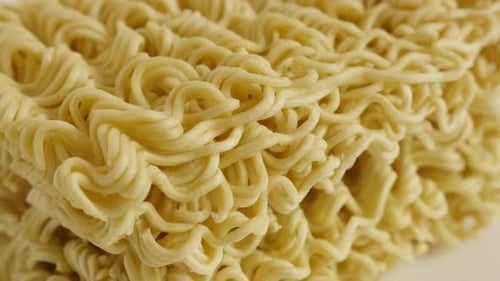 Close-Up of Uncooked Ramen Noodles