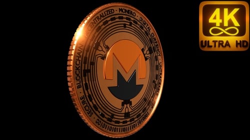 3D Blockchain Server Cryptocurrency Monero Logo Digital Art Seemless Loop 4K Futuristic Animation
