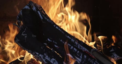 Logs Burning with Warm Orange Flames