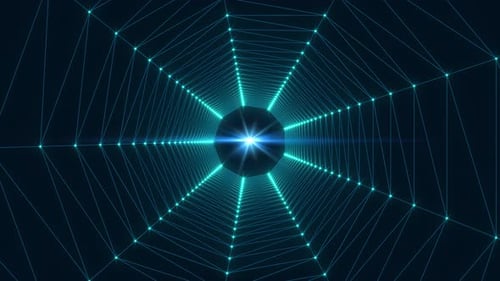 Blue Abstract Wireframe Tunnel Background Seamless Loop