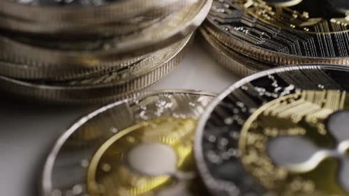 Close Up of Ripple Cryptocurrency Coins
