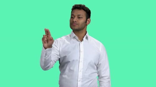 Young Successful Businessman Touching Virtual Screen