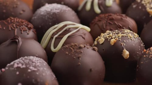 Delicious Assorted Chocolate Truffles Close Up