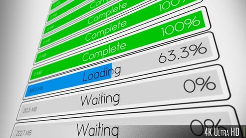 Pantalla de computadora 4K de primer plano de carga y transferencia de la lista de datos