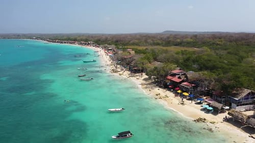 Tropical White Sand Beach Seafront in Cartagena Colombia Aerial View